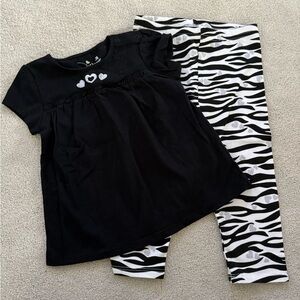 SET OF 2: Zebra / Glitter Heart Outfit, 18 mo.